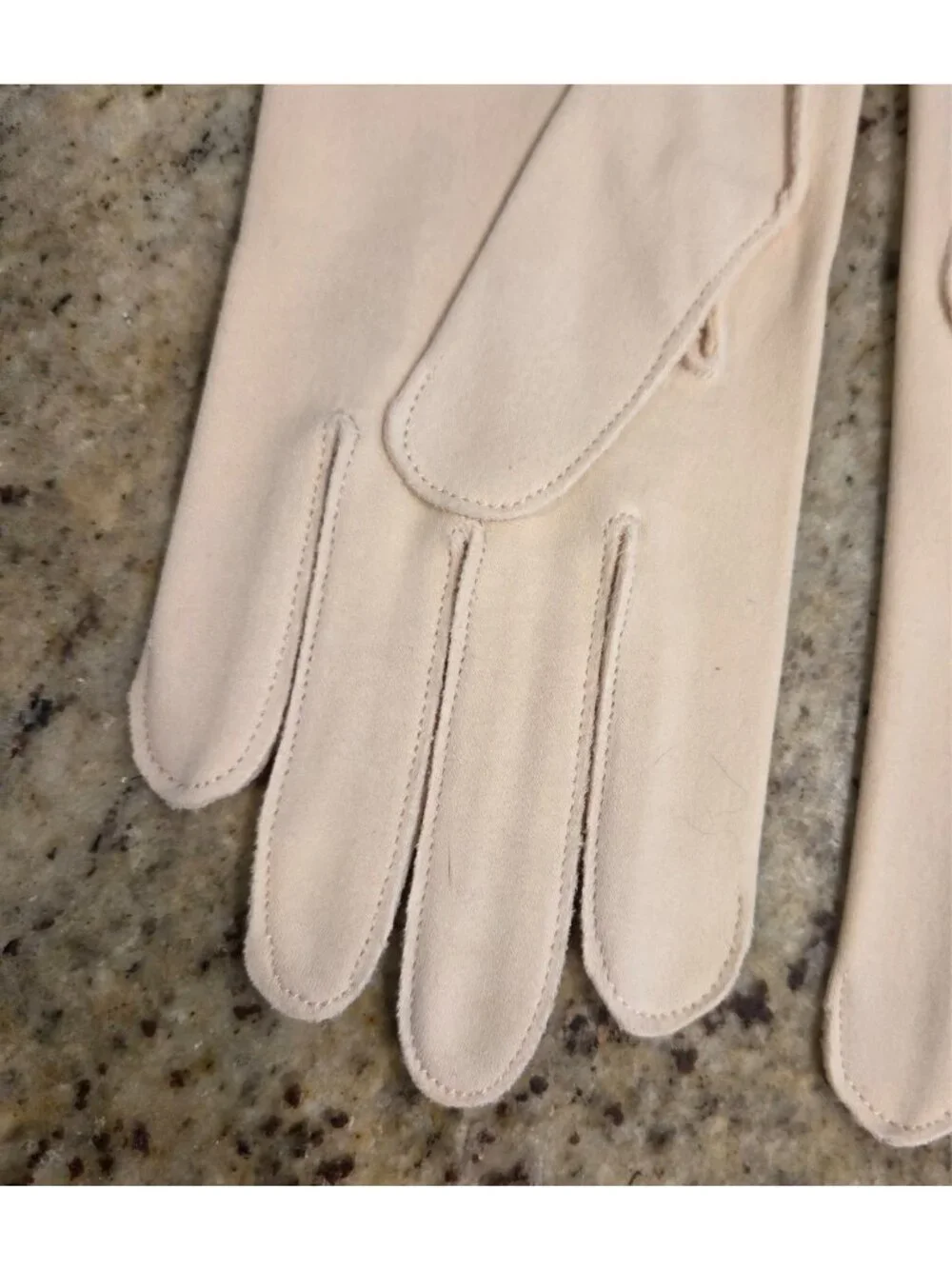 New! Vintage Women's Size M 7 Beige Cotton Formal Gloves Collar Tuxedo Look